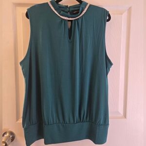 Women's Sleeveless Top with Embellished Halter Neckline